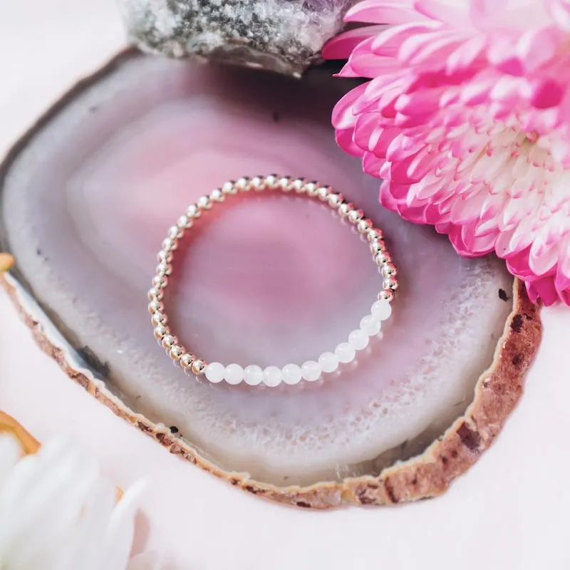 Rose Quartz Gold Beaded Gemstone Bracelet