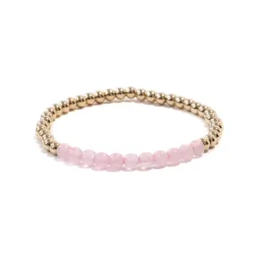 Rose Quartz Gold Beaded Gemstone Bracelet