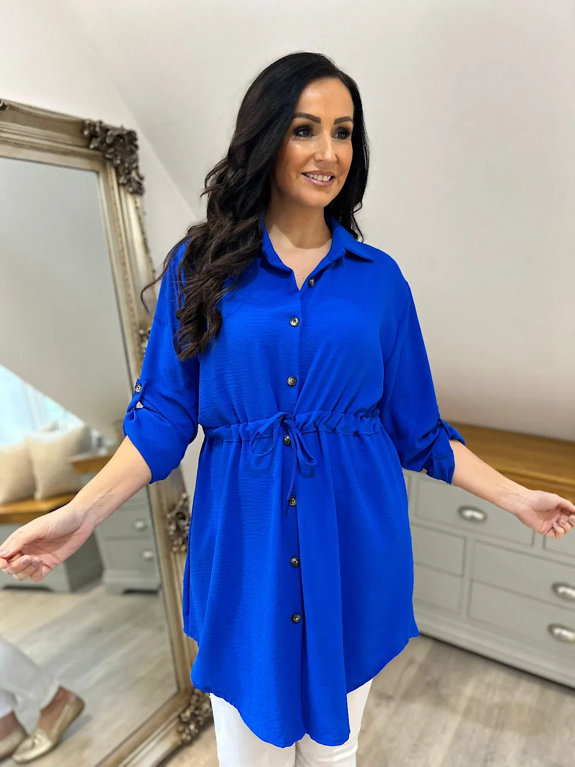 Royal Blue Tie Waist Tunic Rosie