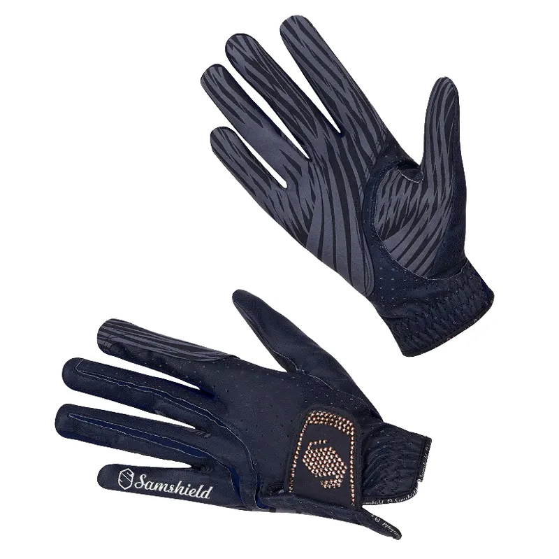 Samshield V-Skin Swarovski Riding Gloves - Blue/Rose Gold