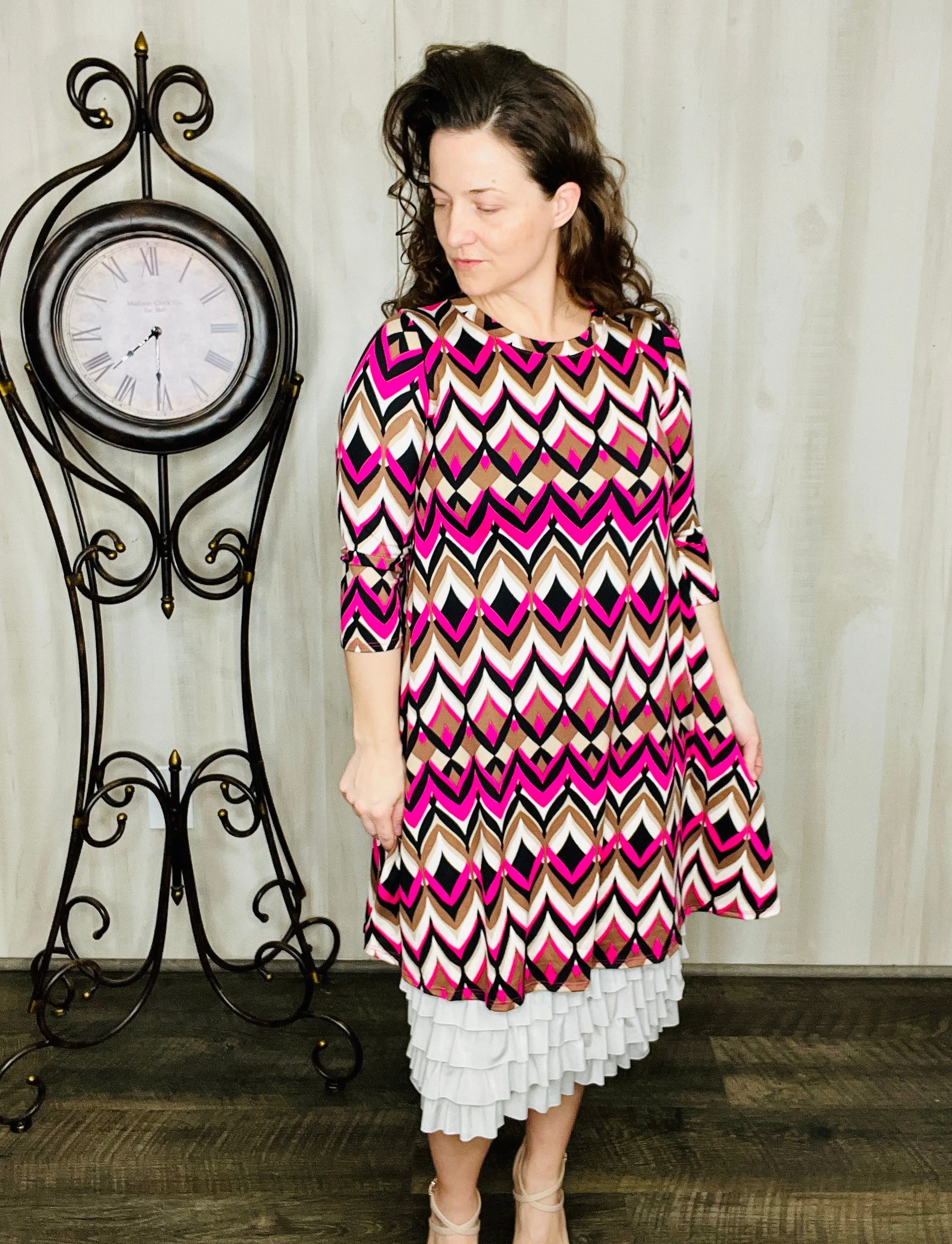 Shapes of Pink Geometric Tunic