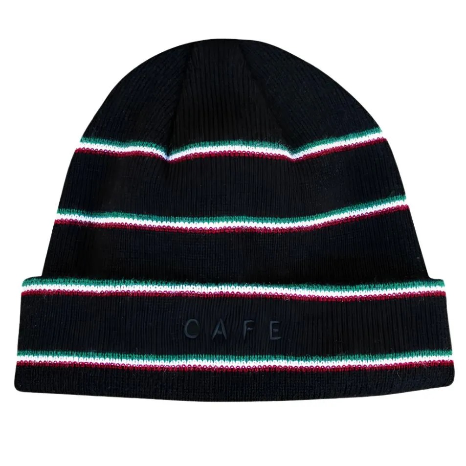 SKATEBOARD CAFE STRIPEFOLD BEANIE BLACK