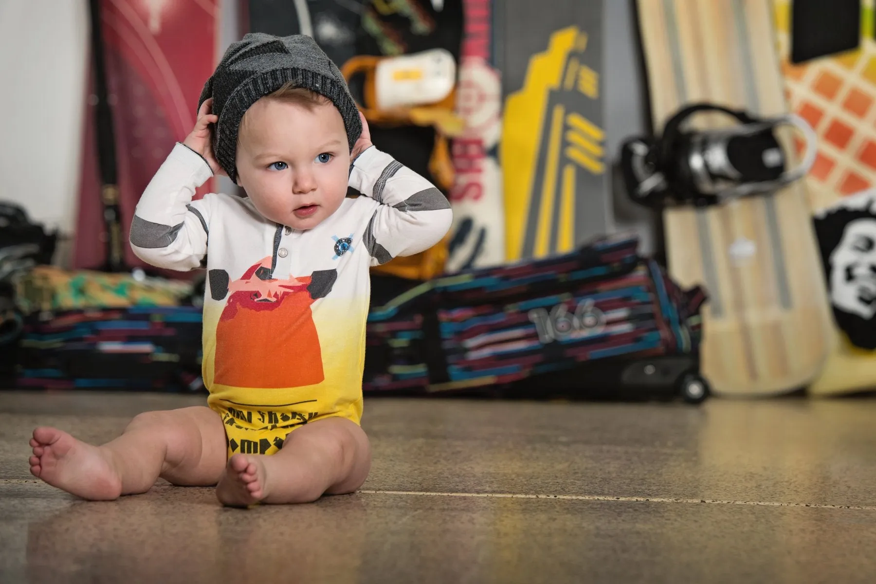 Skateboard Cruiser Henley Bodysuit by: Mini Shatsu