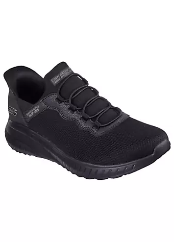 Skechers Wide Fit Black Bobs Squad Chaos Slip-Ins Gore Bungee Knitted Trainers | Grattan