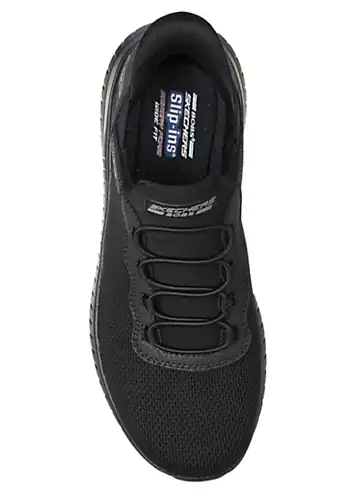 Skechers Wide Fit Black Bobs Squad Chaos Slip-Ins Gore Bungee Knitted Trainers | Grattan