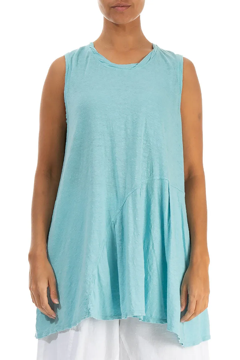 Sleeveless Ice Blue Linen Jersey Tunic