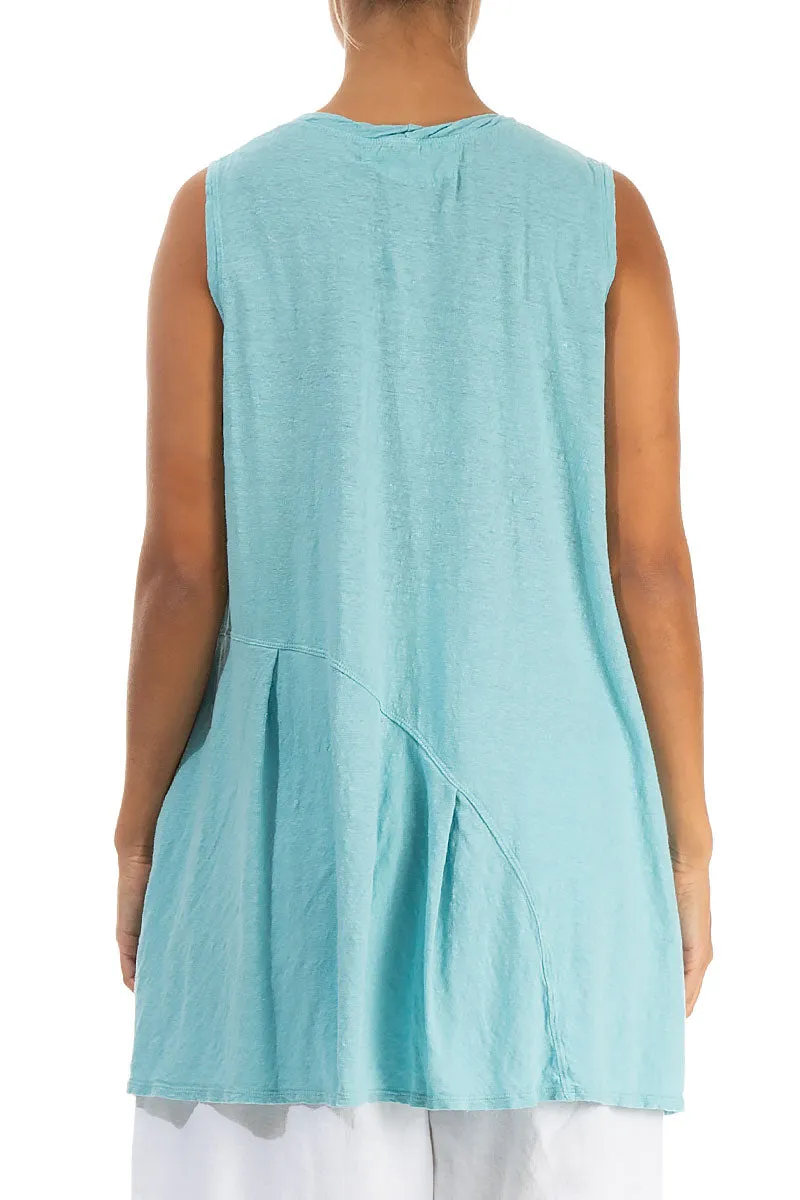 Sleeveless Ice Blue Linen Jersey Tunic