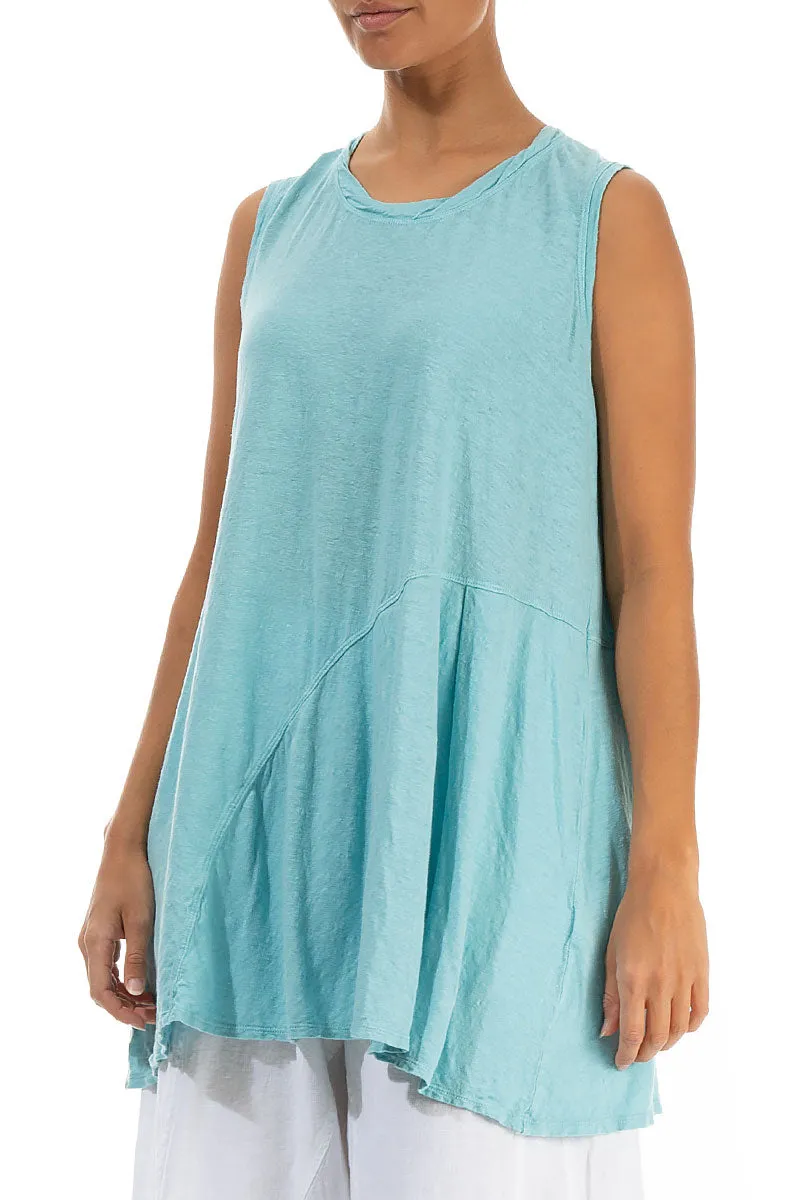 Sleeveless Ice Blue Linen Jersey Tunic