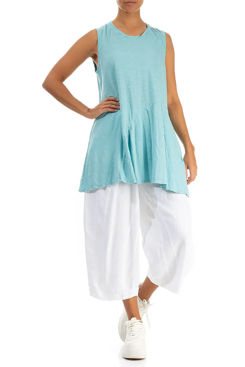 Sleeveless Ice Blue Linen Jersey Tunic