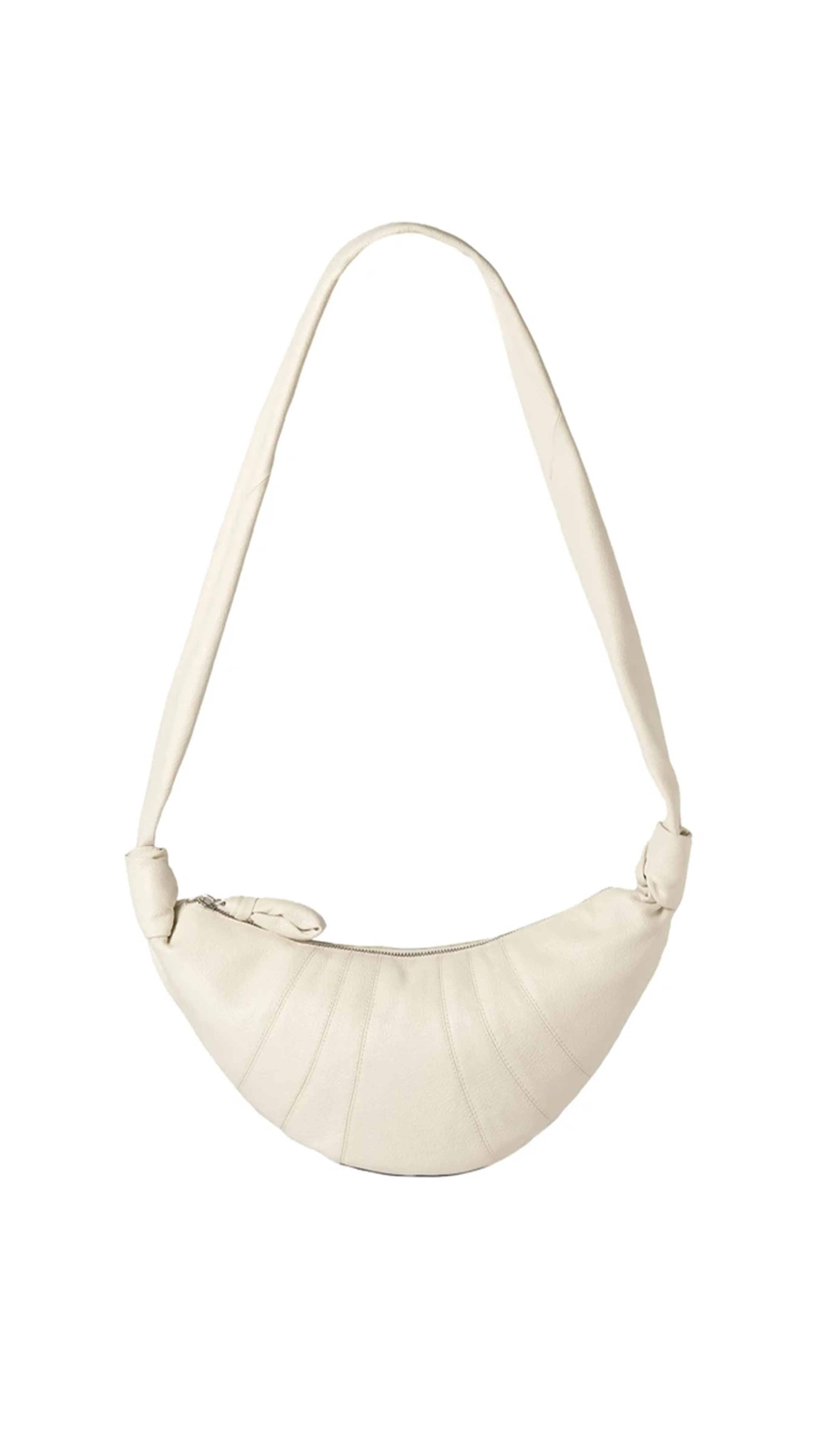 Small Croissant Leather Bag - Chalk