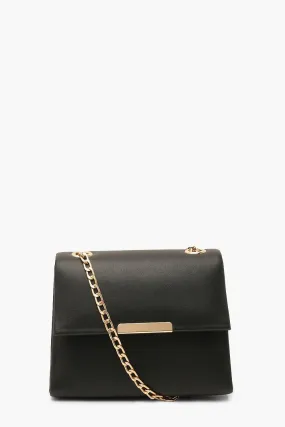 Smooth PU Structured Cross Body Bag & Chain