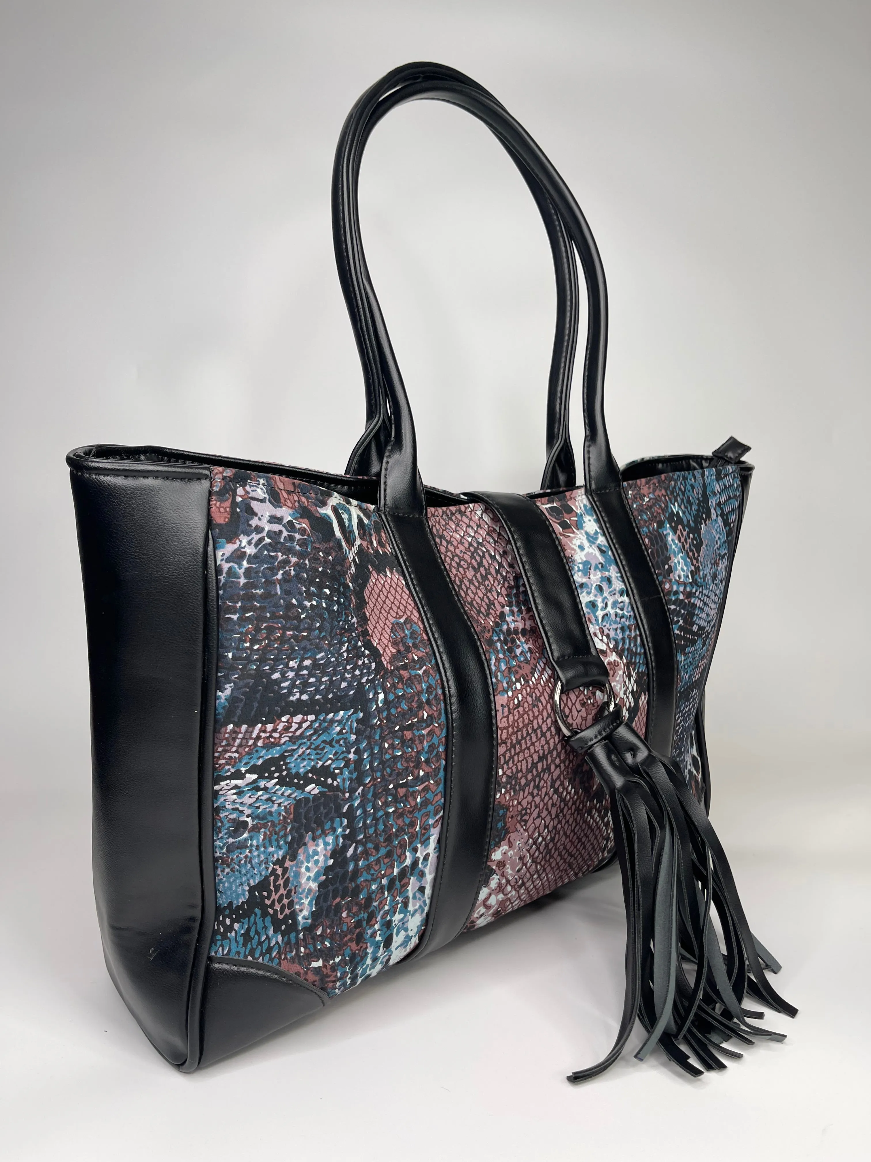 Snake skin  Nurses Bag with Leather Tessel