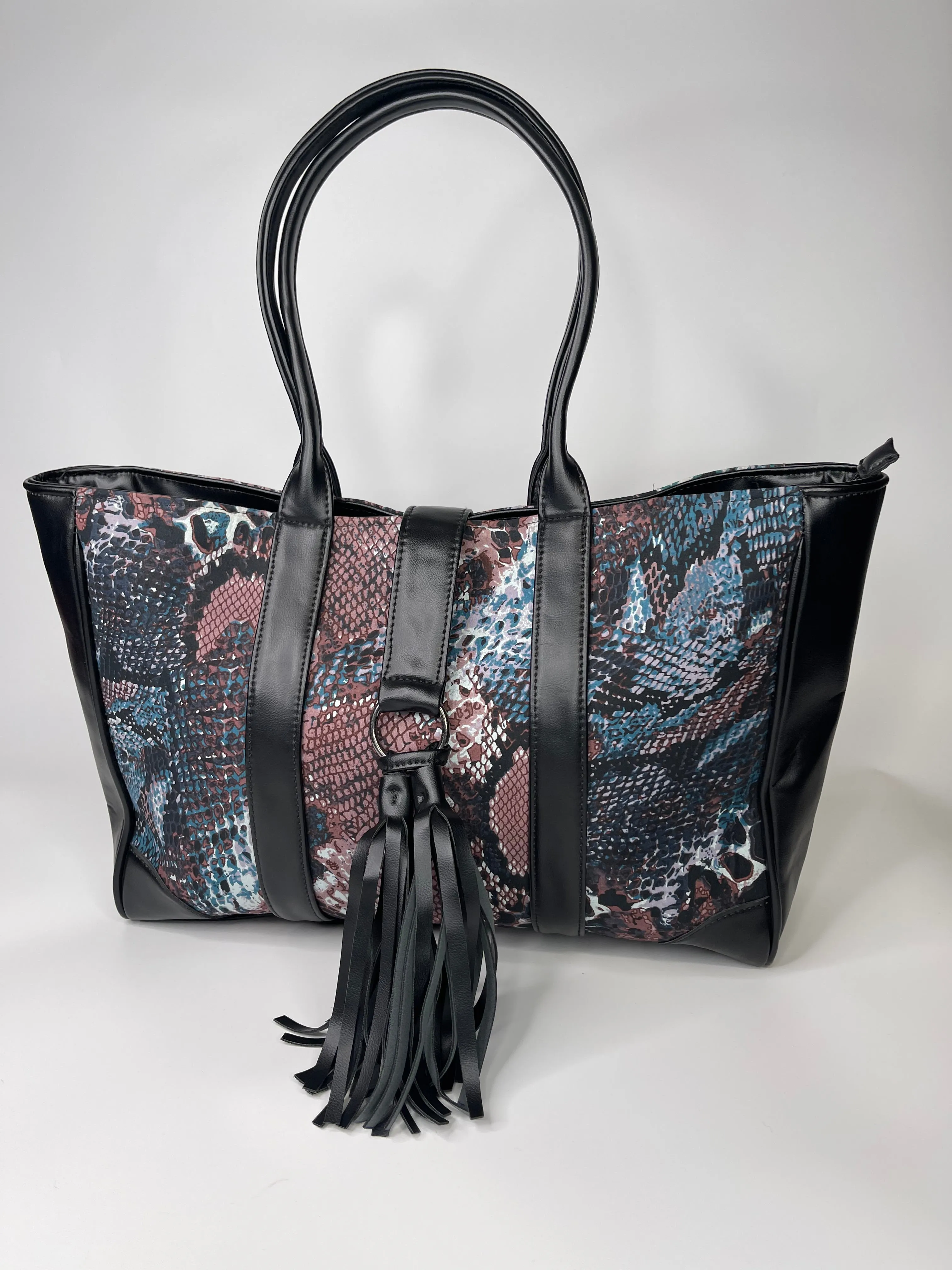 Snake skin  Nurses Bag with Leather Tessel