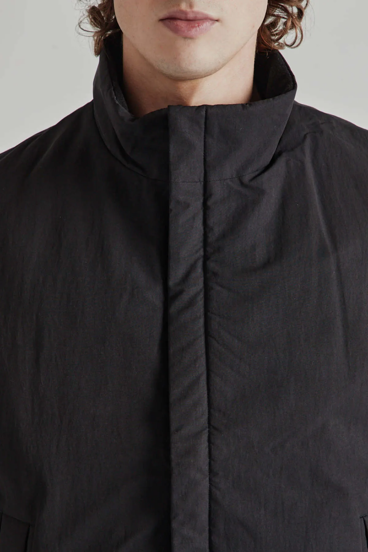 Stand Collar Padded Vest - Ink Black