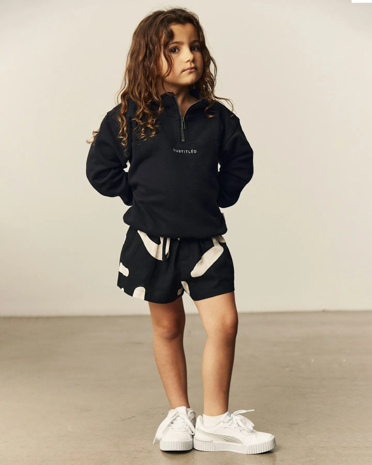 Subtitled Girls State Panel Fleece Jumper - Black | SurfStitch