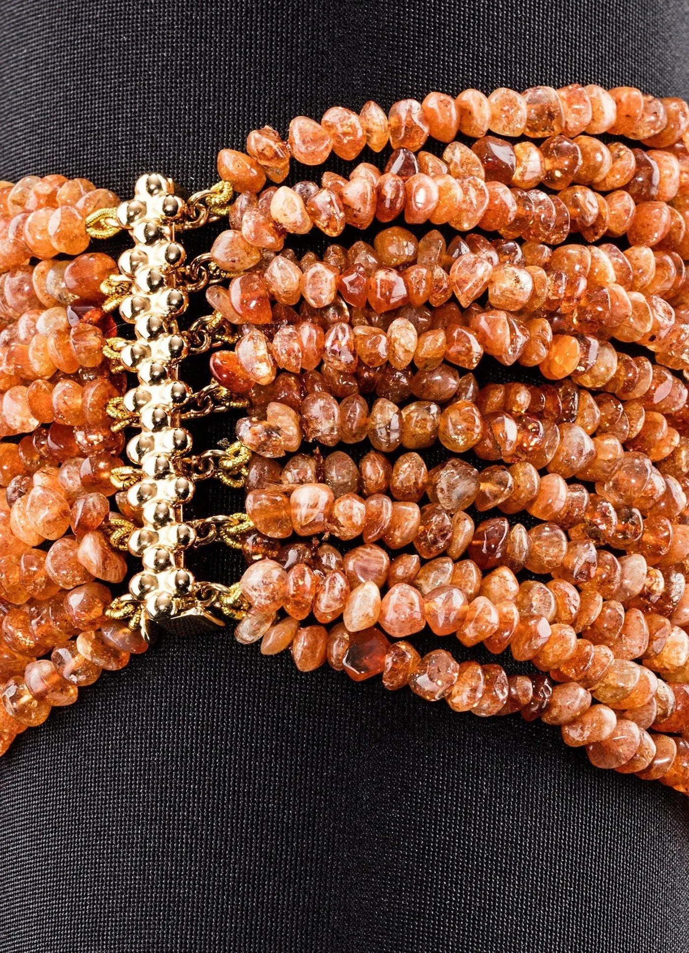 Sunstone Multi Strand Bracelet, 14K Yellow Gold