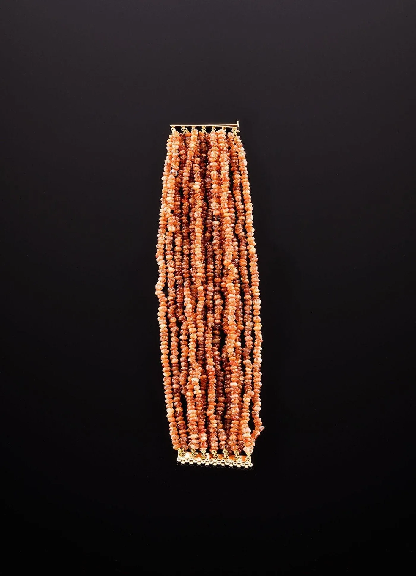 Sunstone Multi Strand Bracelet, 14K Yellow Gold