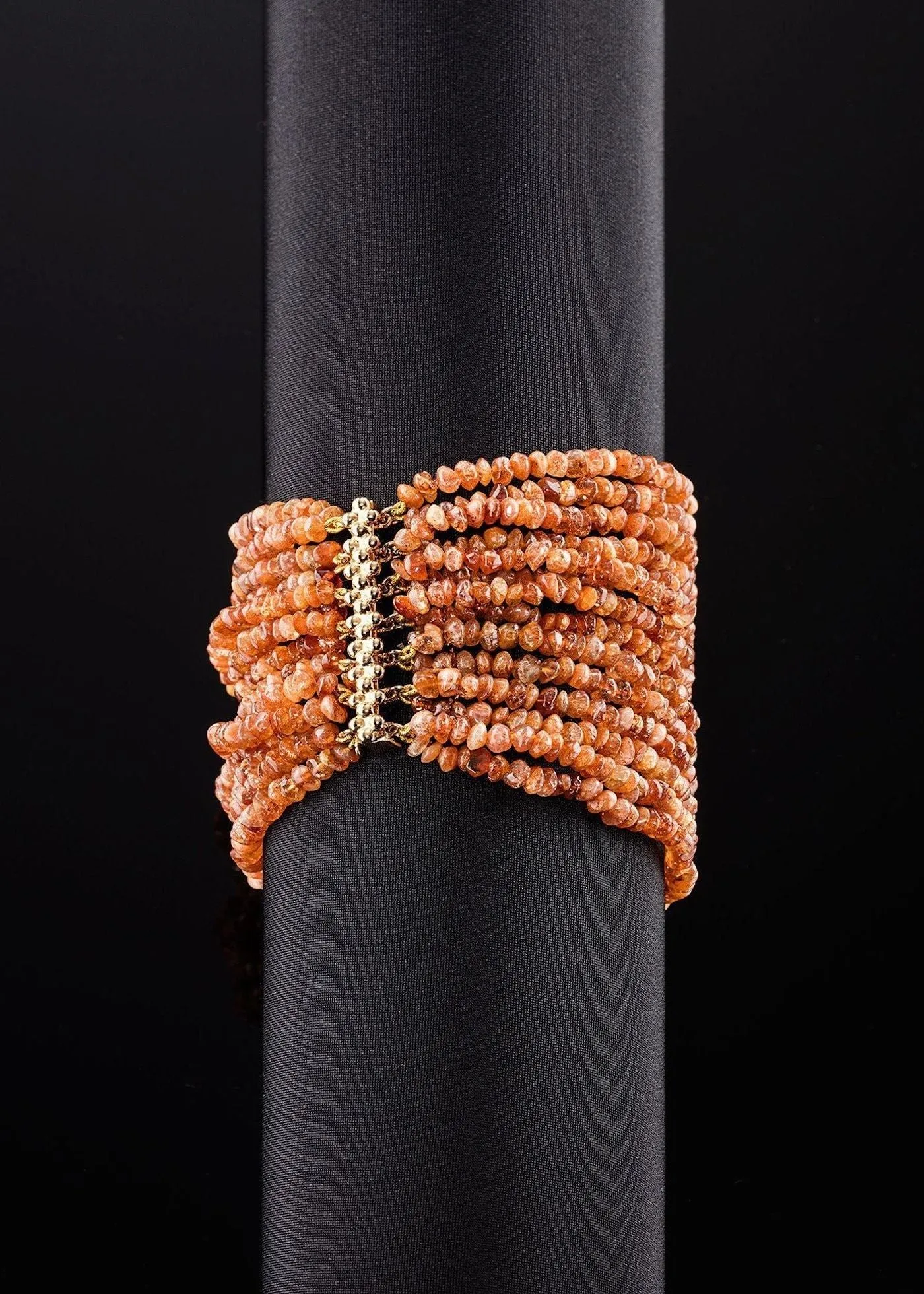 Sunstone Multi Strand Bracelet, 14K Yellow Gold