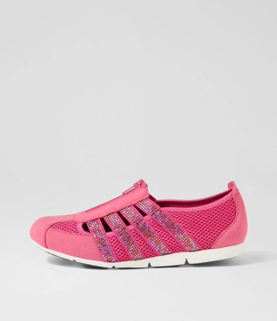 SUPERSOFT Gibi Fuchsia Rainbow Jewels Mesh Elastic Sneakers