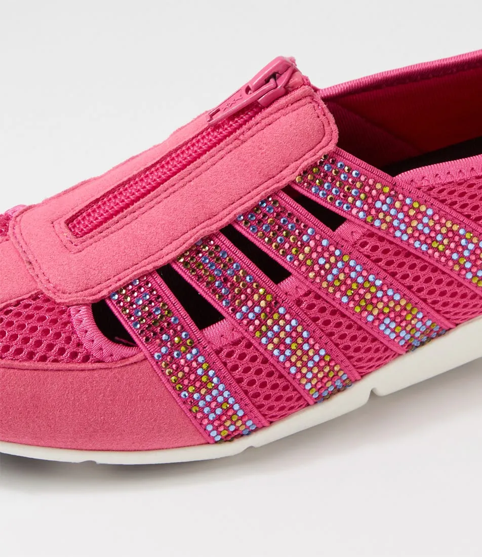 SUPERSOFT Gibi Fuchsia Rainbow Jewels Mesh Elastic Sneakers