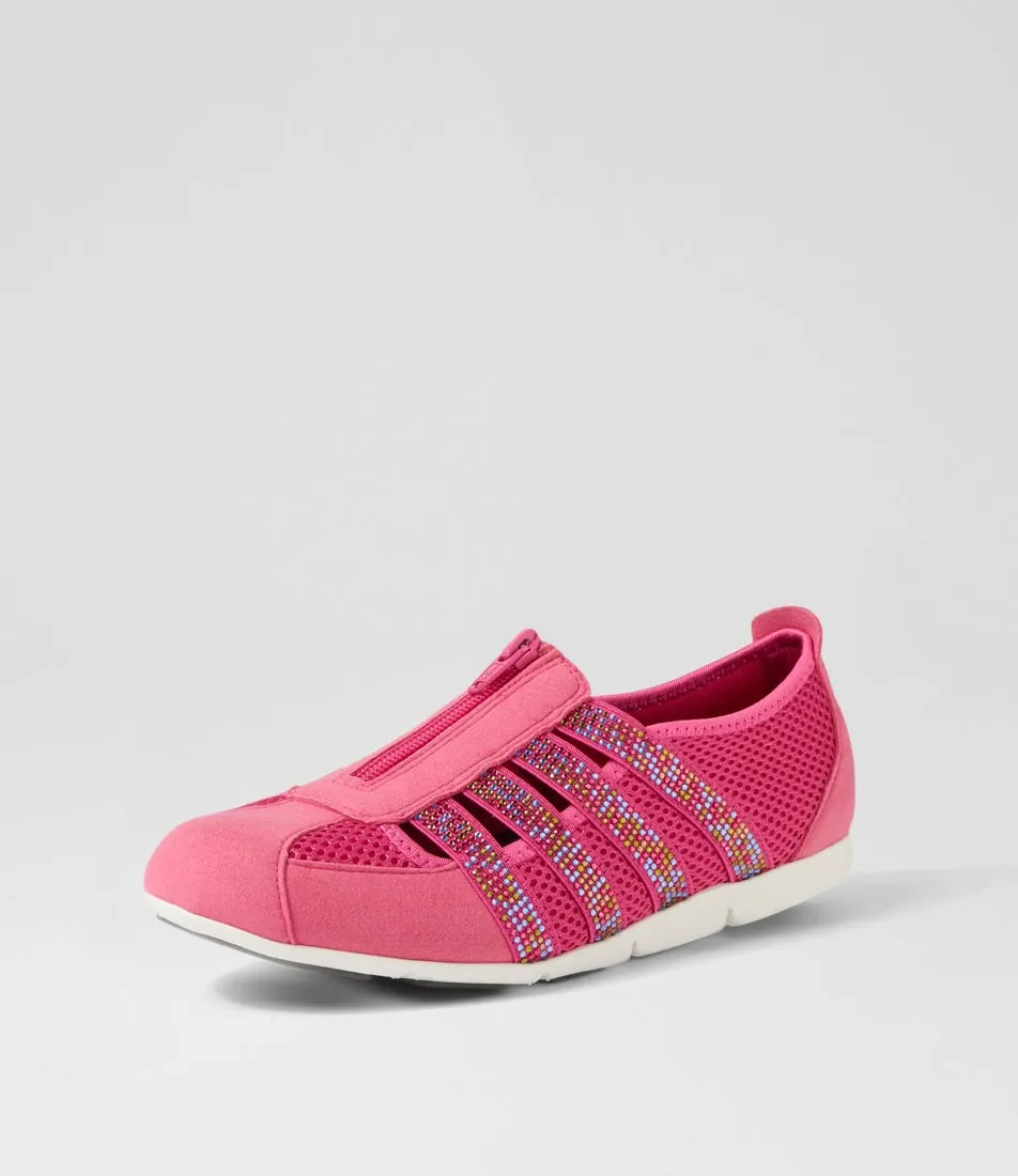 SUPERSOFT Gibi Fuchsia Rainbow Jewels Mesh Elastic Sneakers