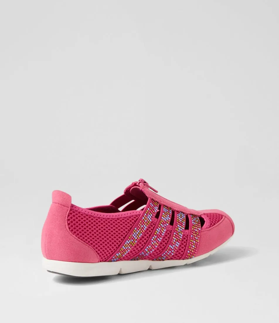 SUPERSOFT Gibi Fuchsia Rainbow Jewels Mesh Elastic Sneakers