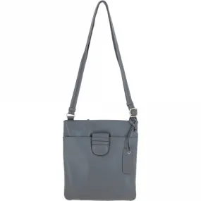 Tab Small Zip Top Leather Cross Body Bag Dark Grey