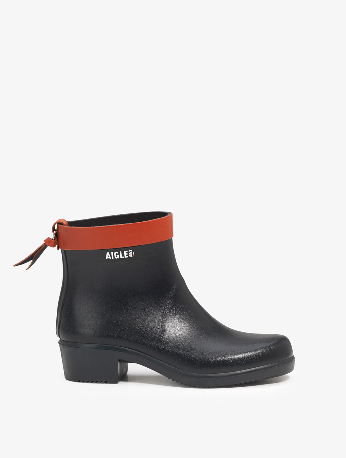 The equestrian-inspired heeled rain boot