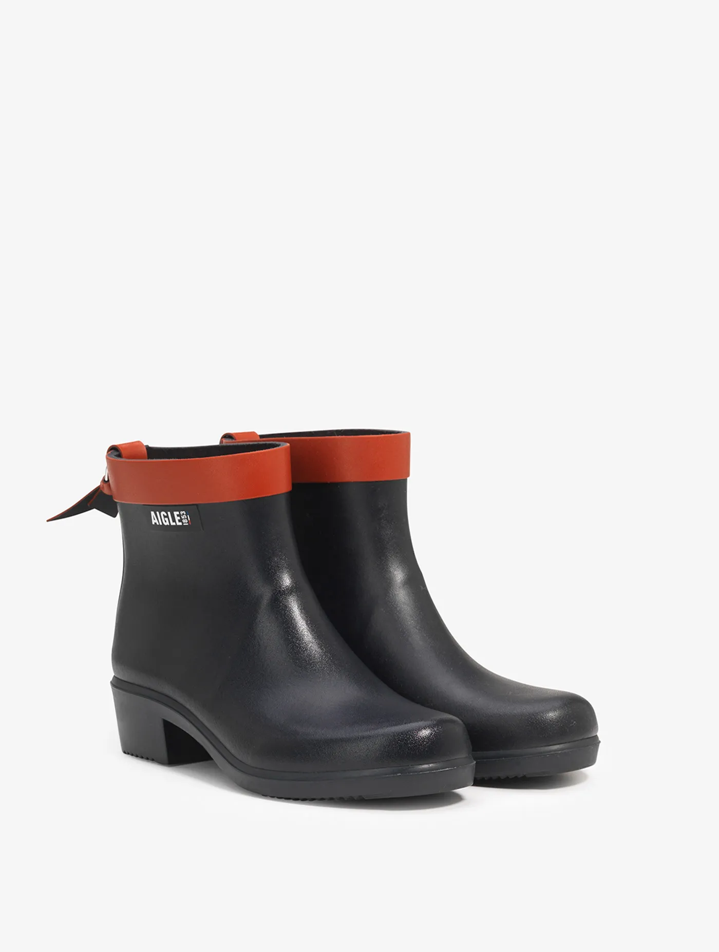 The equestrian-inspired heeled rain boot