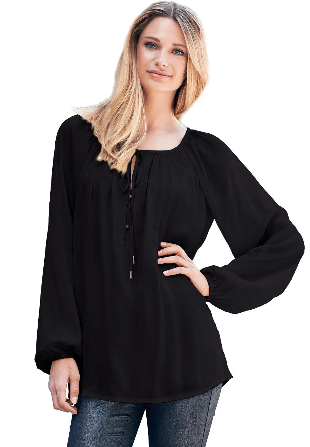 Tie Neck Peasant Tunic