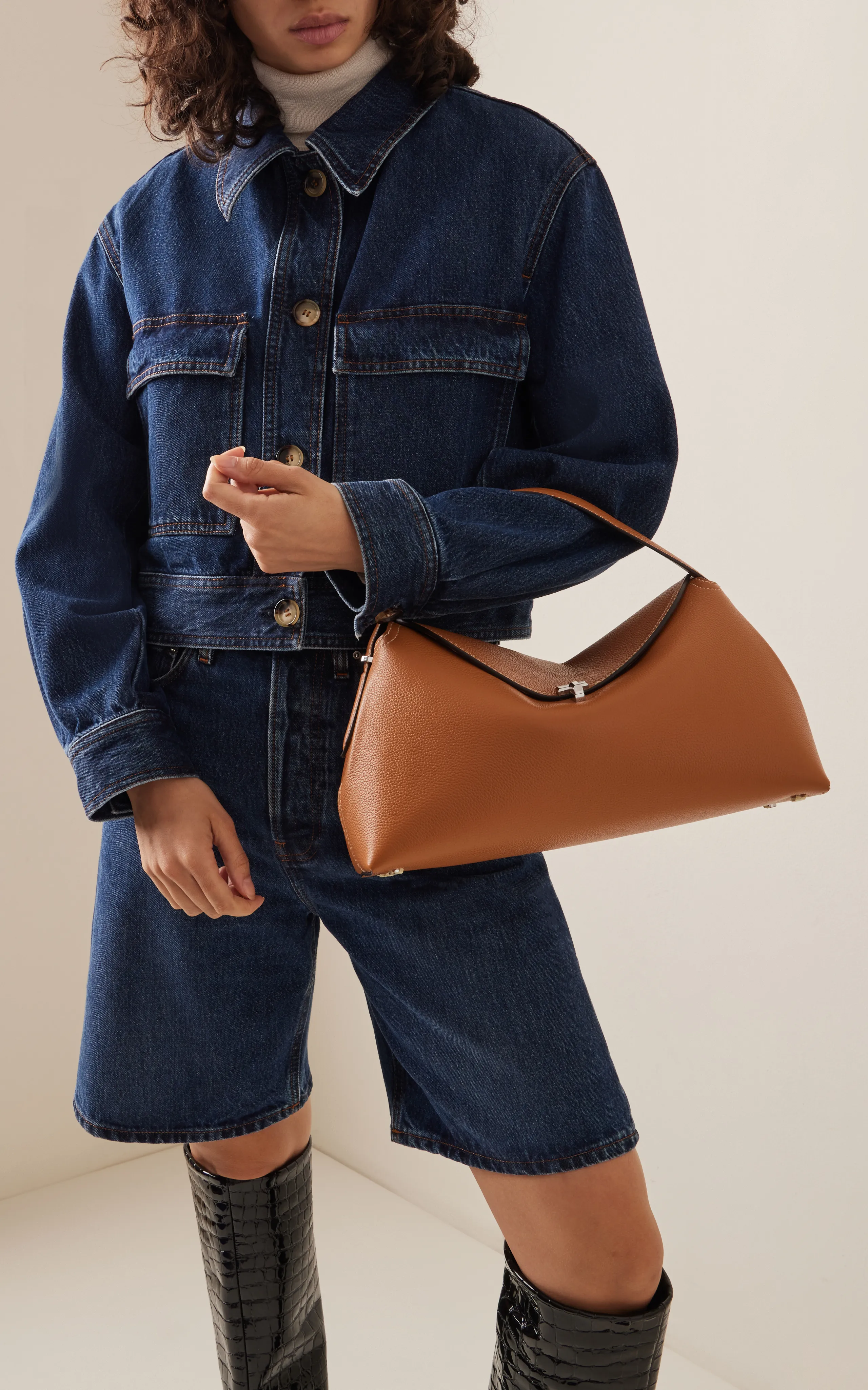 Toteme T-Lock Leather Top Handle Bag