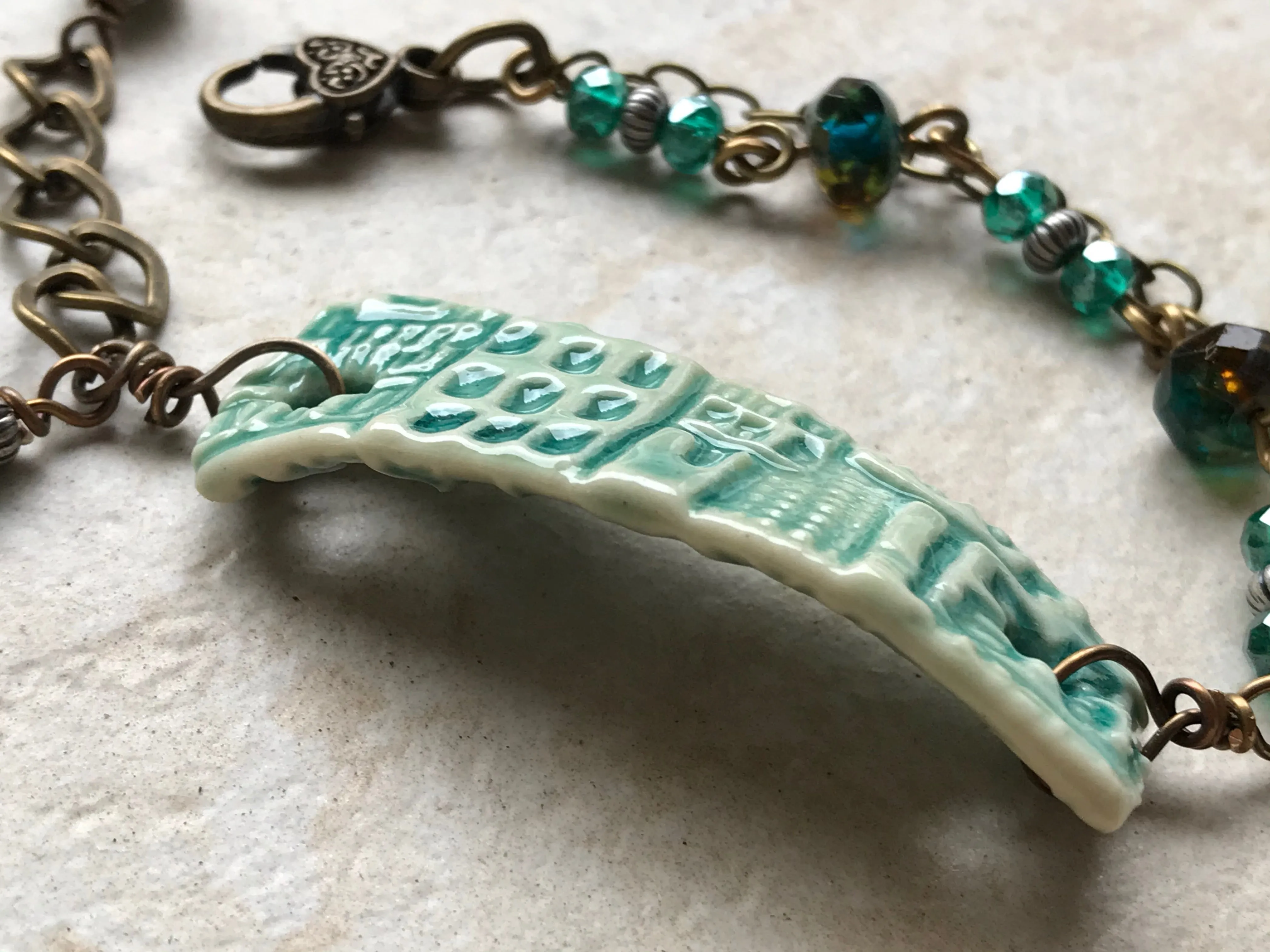 Turquoise Crackle Handmade Artisan Beaded Bracelet