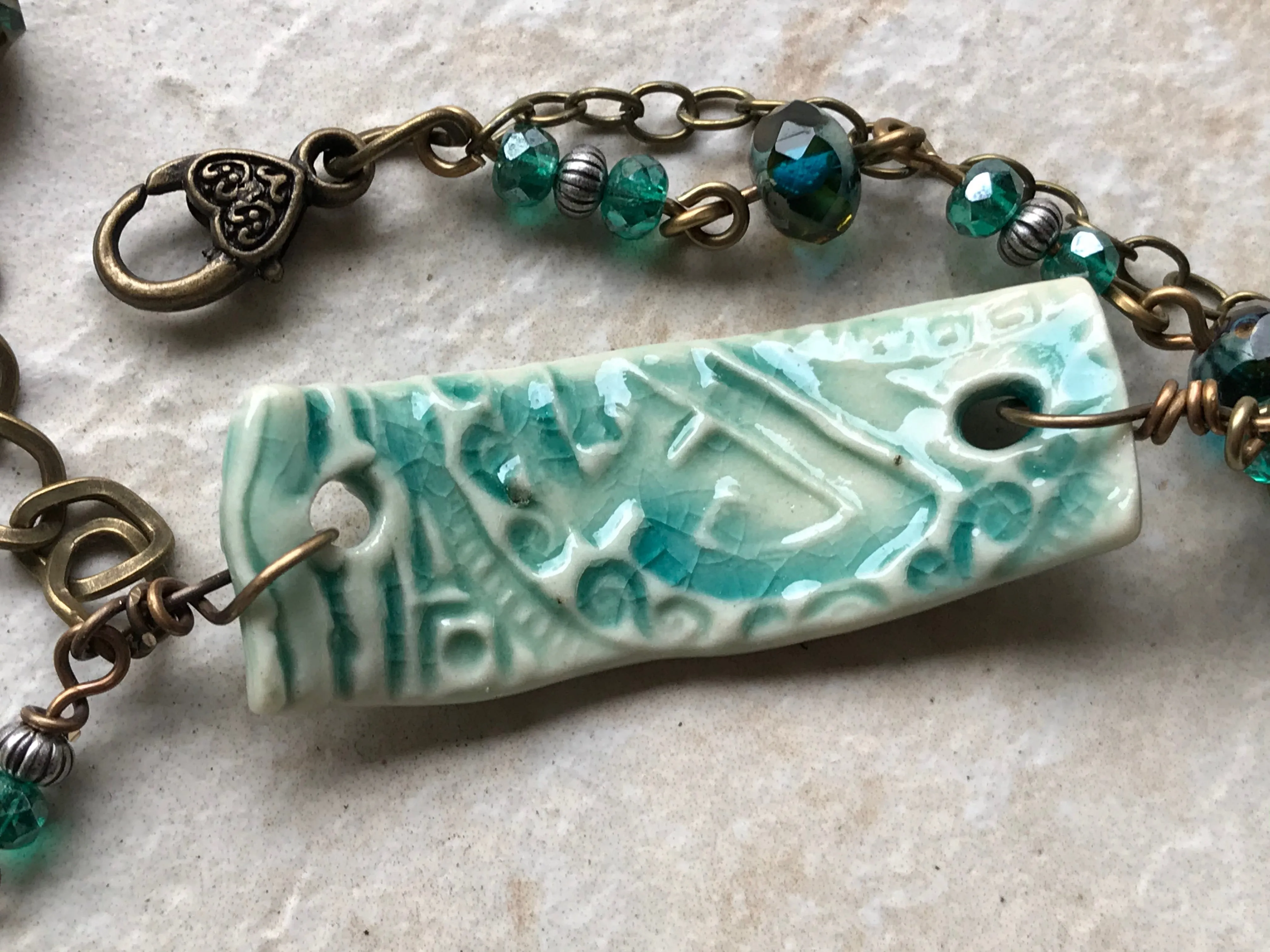 Turquoise Crackle Handmade Artisan Beaded Bracelet