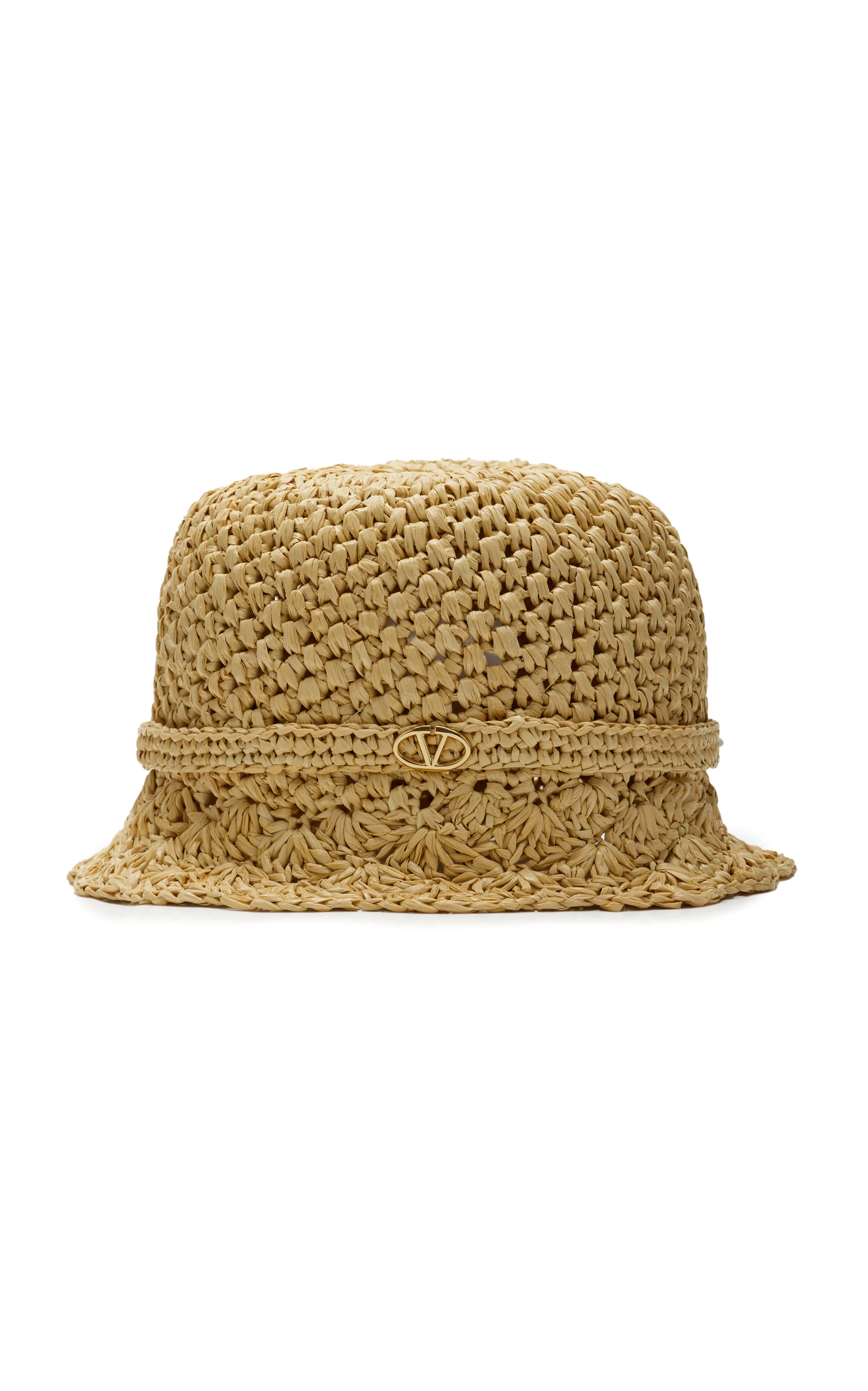 Valentino Garavani VLogo Crocheted-Raffia Bucket Hat