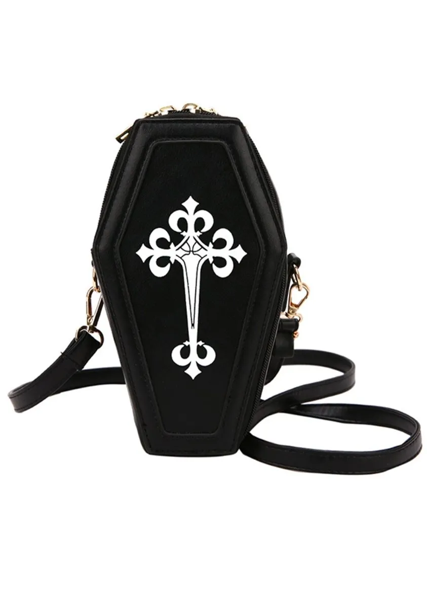 Vintage Gothic Cross Coffin Bag