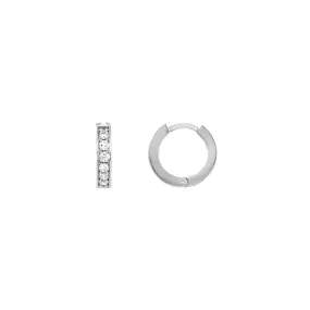 White Gold Diamond 10mm Huggie Earrings