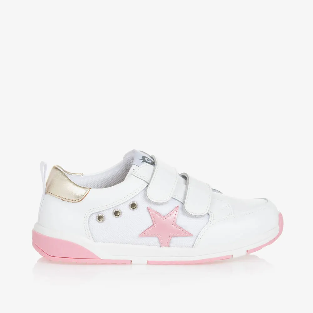 White Leather Star Velcro Trainers