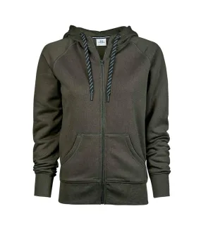 Womens/ladies fashion zip hoodie deep green Tee Jays