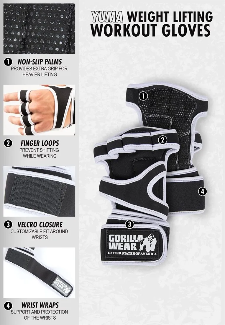 Yuma Weight Lifting Workout Gloves - Black/Gray - M Gorilla Wear