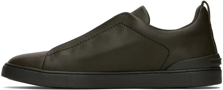 ZEGNA Khaki Triple Stitch Sneakers